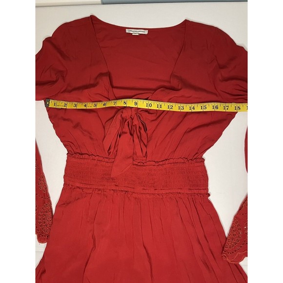 American Eagle Red Tie Front Bell Sleeve Romper Women’s Size Small - Picture 12 of 12
